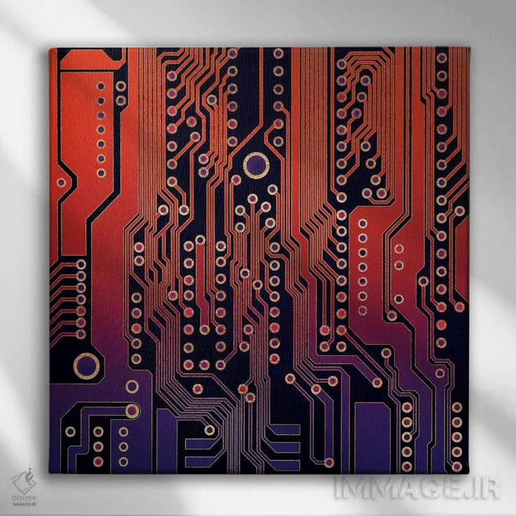 تابلو مدار چاپی ۴ (الکترونیکی) اثر الیزابت فردریکسون - نمای روبهرو روی دیوار