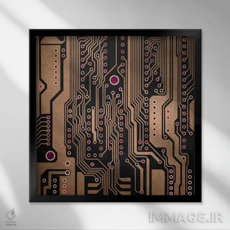 تابلو مدار چاپی ۳ (الکترونیکی) اثر الیزابت فردریکسون - نمای قابدار مشکی