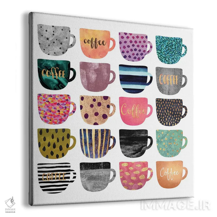 تابلو فنجانهای قهوه زیبا اثر الیزابت فردریکسون - نمای پرسپکتیو محصول