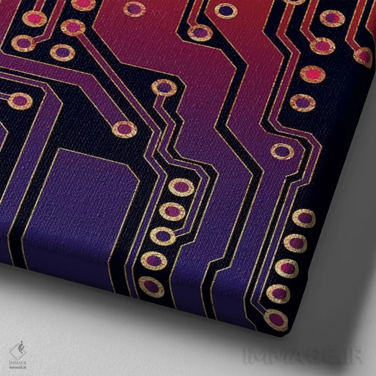 تابلو مدار چاپی ۴ (الکترونیکی) اثر الیزابت فردریکسون - نمای نزدیک بافت بوم