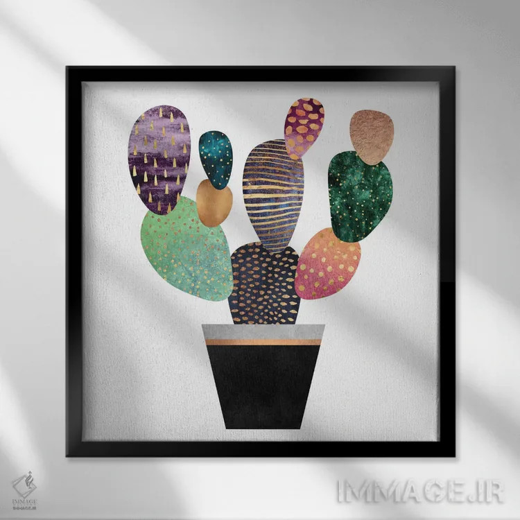 تابلو کاکتوس زیبا اثر الیزابت فردریکسون - نمای قابدار مشکی