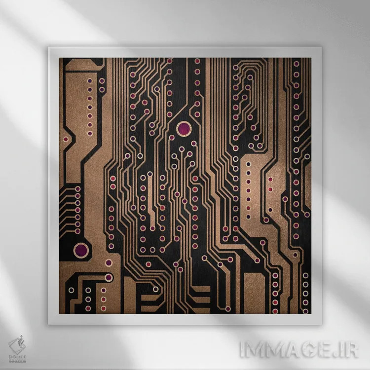 تابلو مدار چاپی ۳ (الکترونیکی) اثر الیزابت فردریکسون - نمای قابدار سفید