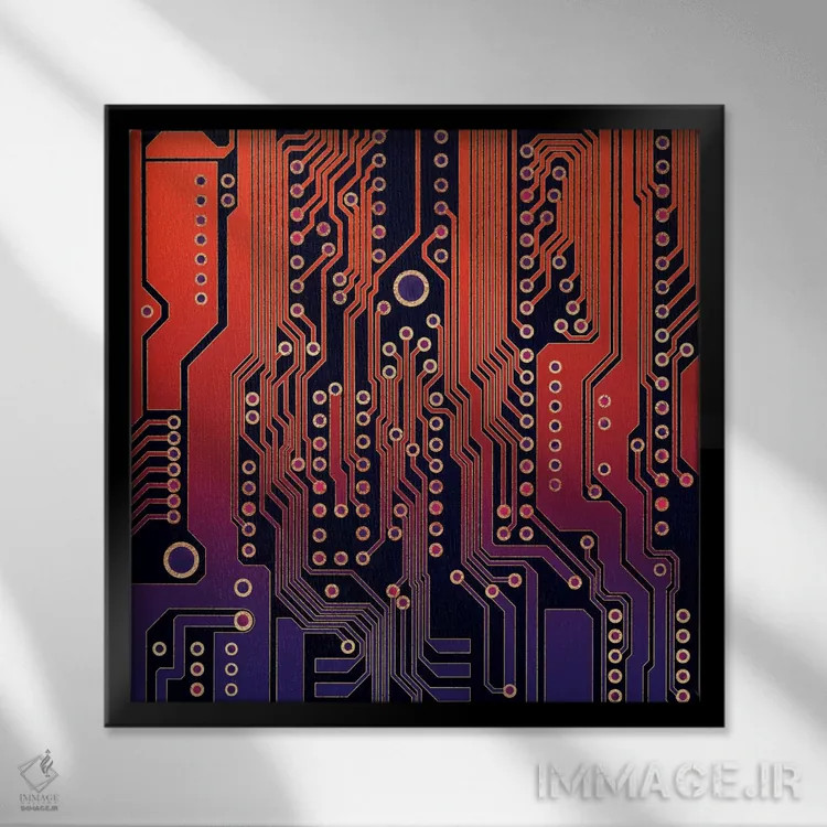 تابلو مدار چاپی ۴ (الکترونیکی) اثر الیزابت فردریکسون - نمای قابدار مشکی