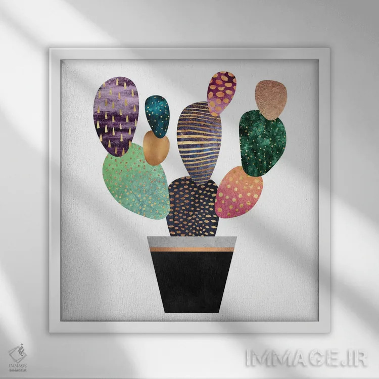 تابلو کاکتوس زیبا اثر الیزابت فردریکسون - نمای قابدار سفید