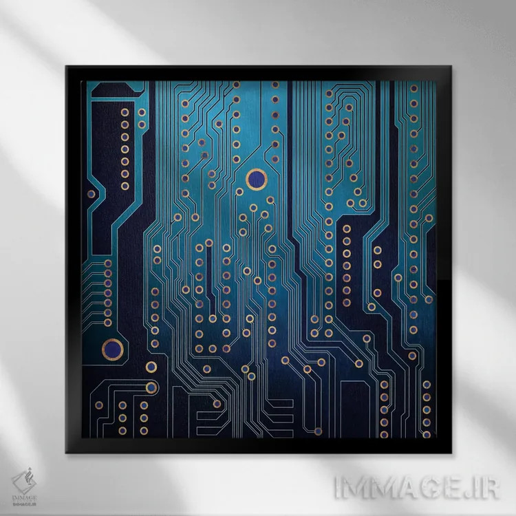 تابلو مدار چاپی ۵ (الکترونیکی) اثر الیزابت فردریکسون - نمای قابدار مشکی