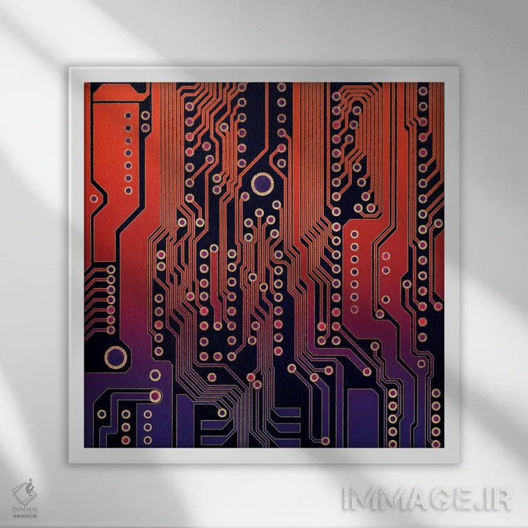 تابلو مدار چاپی ۴ (الکترونیکی) اثر الیزابت فردریکسون - نمای قابدار سفید