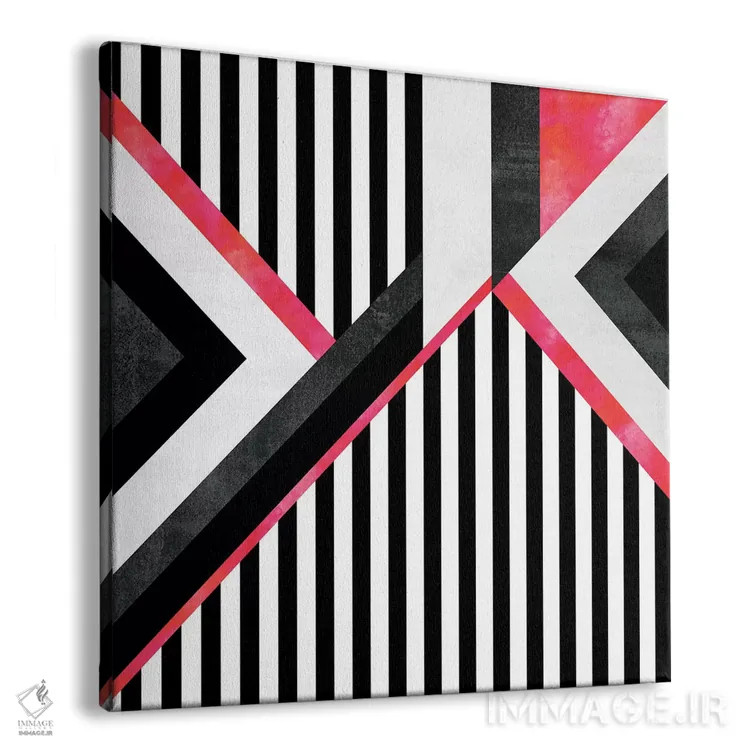 تابلو ترکیب راهراه (صورتی) اثر الیزابت فردریکسون - نمای پرسپکتیو محصول