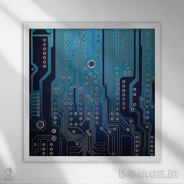تابلو مدار چاپی ۵ (الکترونیکی) اثر الیزابت فردریکسون - نمای قابدار سفید