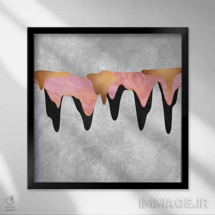تابلو چکیدن رنگهای زیبا ۱ اثر الیزابت فردریکسون - نمای قابدار مشکی
