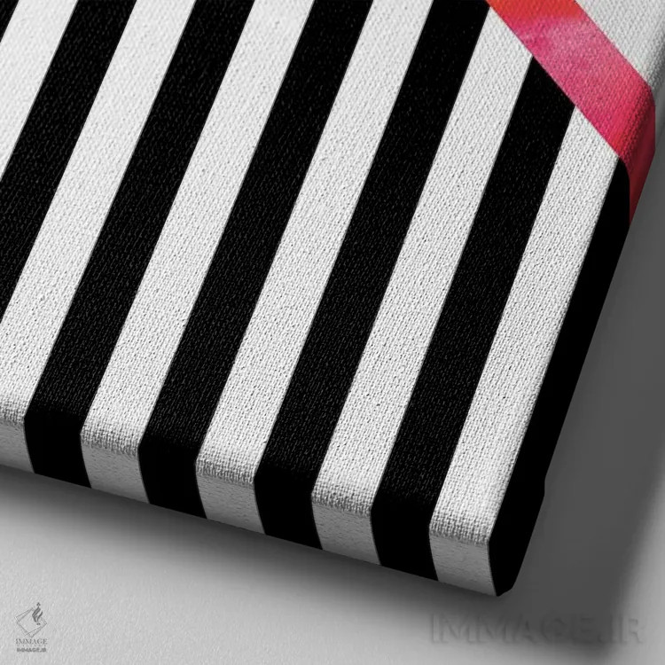 تابلو ترکیب راهراه (صورتی) اثر الیزابت فردریکسون - نمای نزدیک بافت بوم