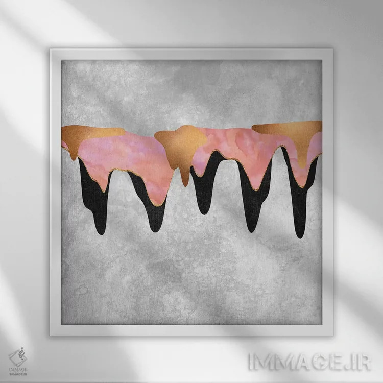 تابلو چکیدن رنگهای زیبا ۱ اثر الیزابت فردریکسون - نمای قابدار سفید