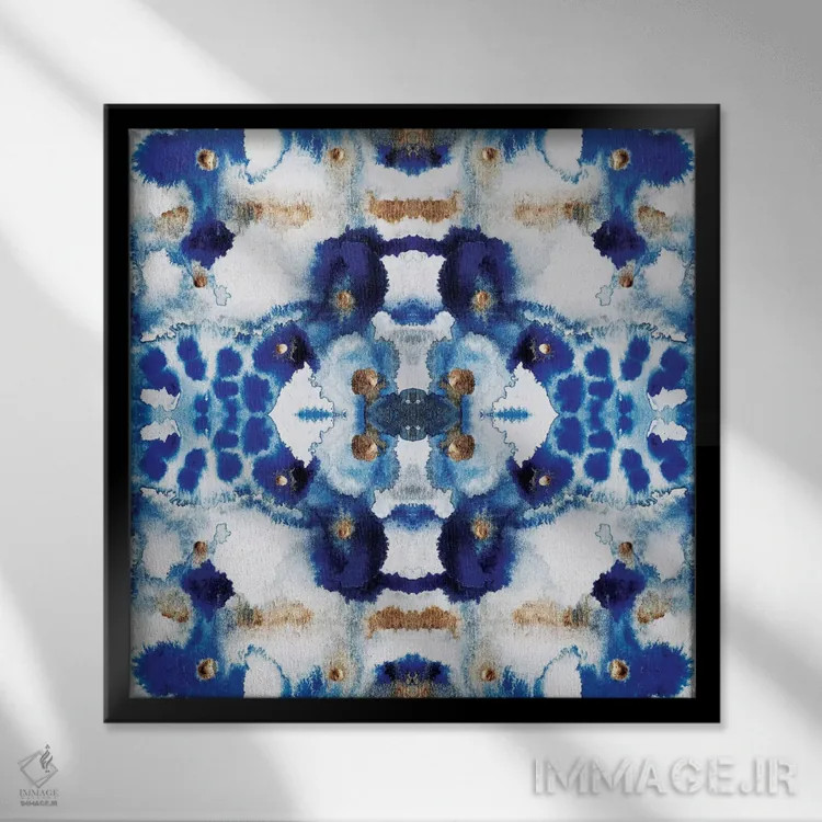 تابلو آبی متقارن اثر الیزابت فردریکسون - نمای قابدار مشکی