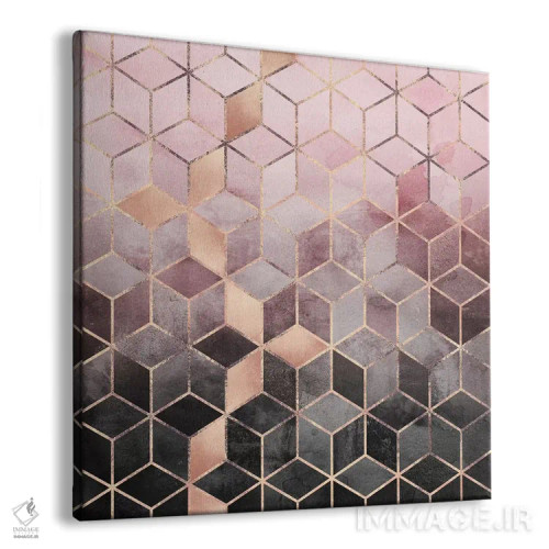 تابلو مکعبهای صورتی و خاکستری اثر الیزابت فردریکسون - نمای پرسپکتیو محصول
