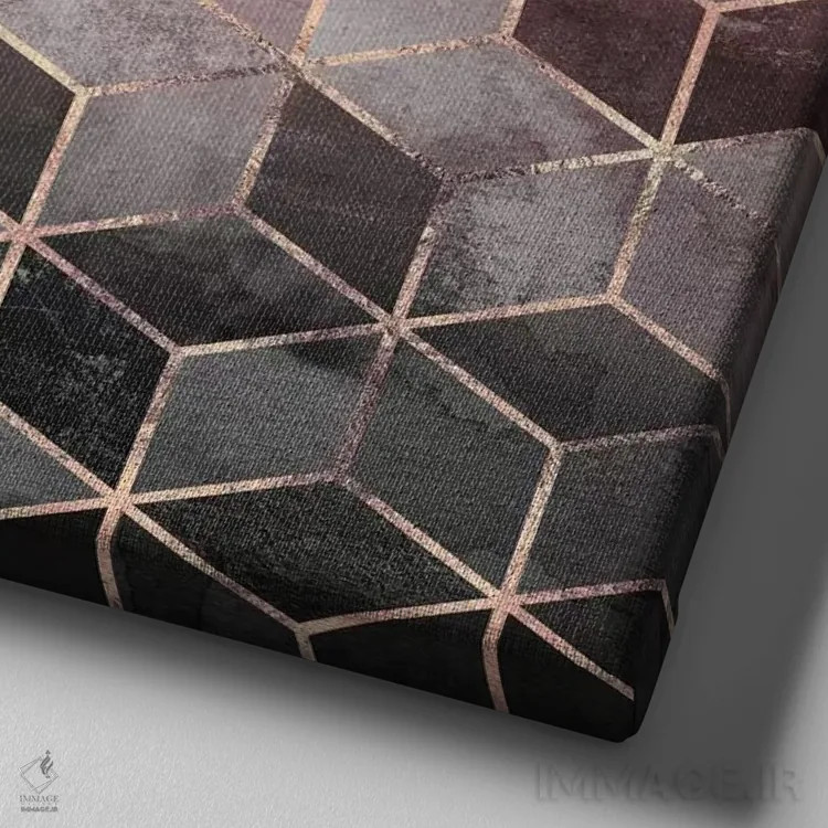 تابلو مکعبهای صورتی و خاکستری اثر الیزابت فردریکسون - نمای نزدیک بافت بوم