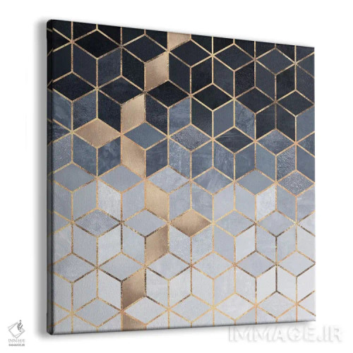 تابلو مکعبهای آبی ملایم اثر الیزابت فردریکسون - نمای پرسپکتیو محصول