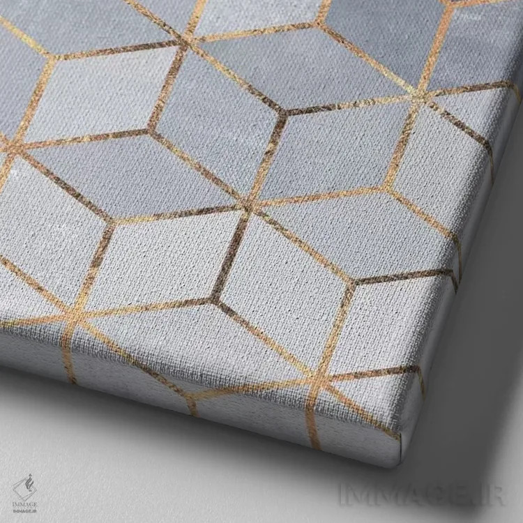 تابلو مکعبهای آبی ملایم اثر الیزابت فردریکسون - نمای نزدیک بافت بوم