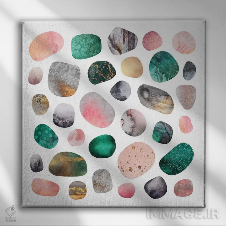 تابلو قلوهسنگهای زیبا اثر الیزابت فردریکسون - نمای روبهرو روی دیوار