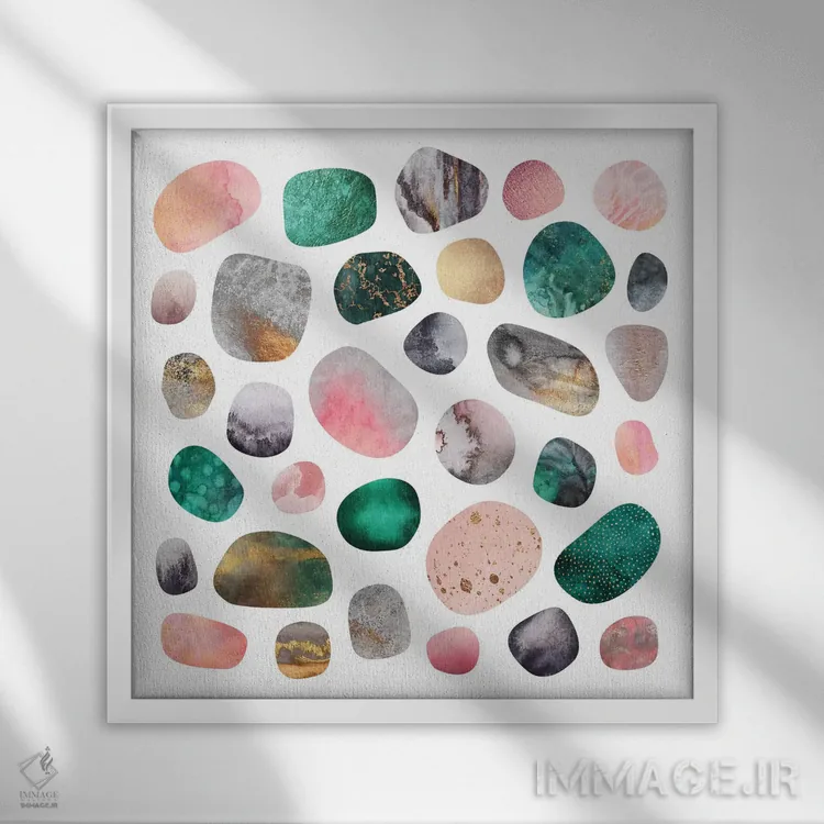 تابلو قلوهسنگهای زیبا اثر الیزابت فردریکسون - نمای قابدار سفید