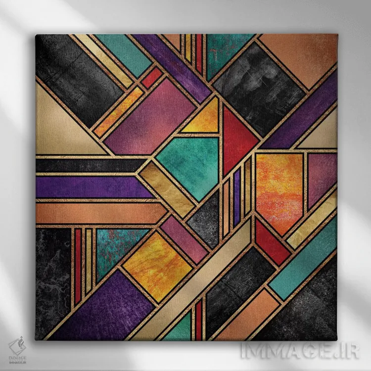 تابلو شب شهری رنگارنگ اثر الیزابت فردریکسون - نمای روبهرو روی دیوار