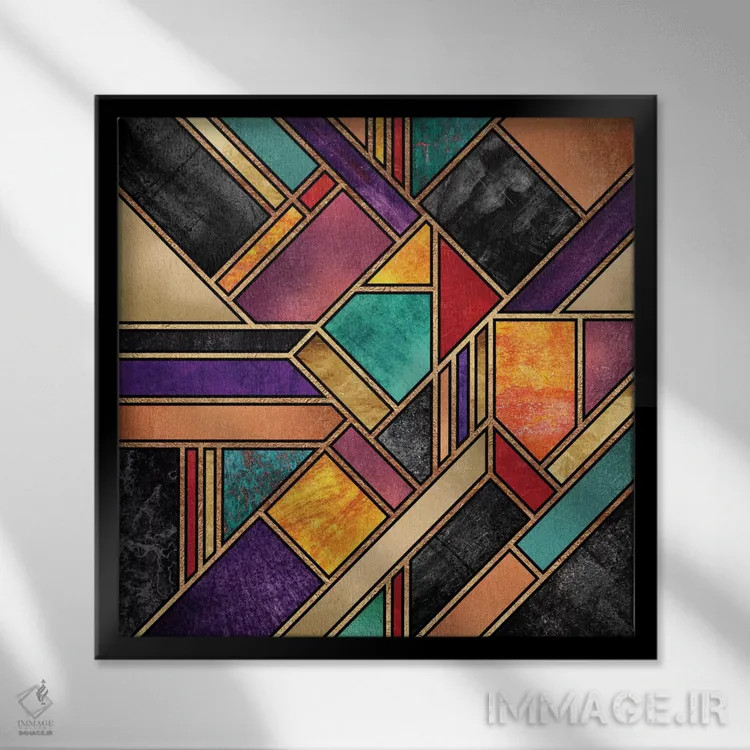 تابلو شب شهری رنگارنگ اثر الیزابت فردریکسون - نمای قابدار مشکی