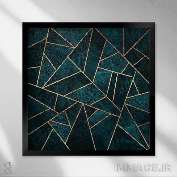 تابلو سنگ سبز تیره (teal) اثر الیزابت فردریکسون - نمای قابدار مشکی
