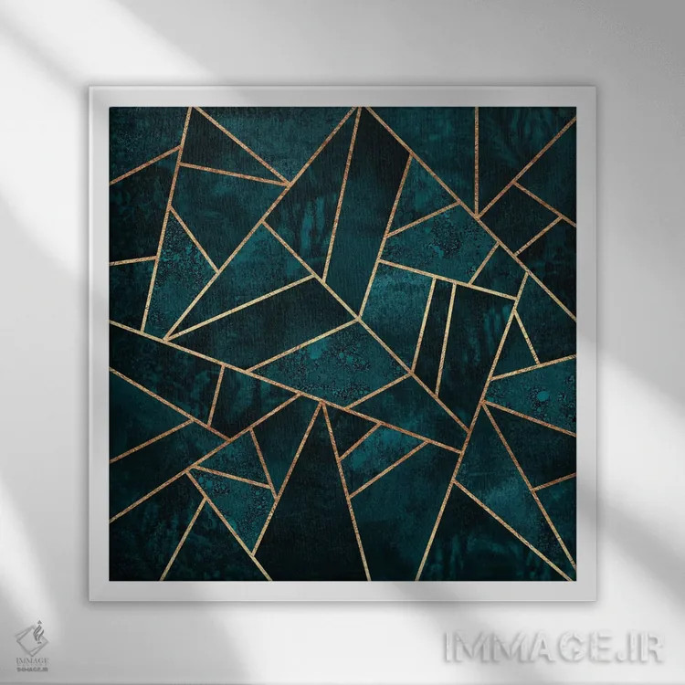 تابلو سنگ سبز تیره (teal) اثر الیزابت فردریکسون - نمای قابدار سفید