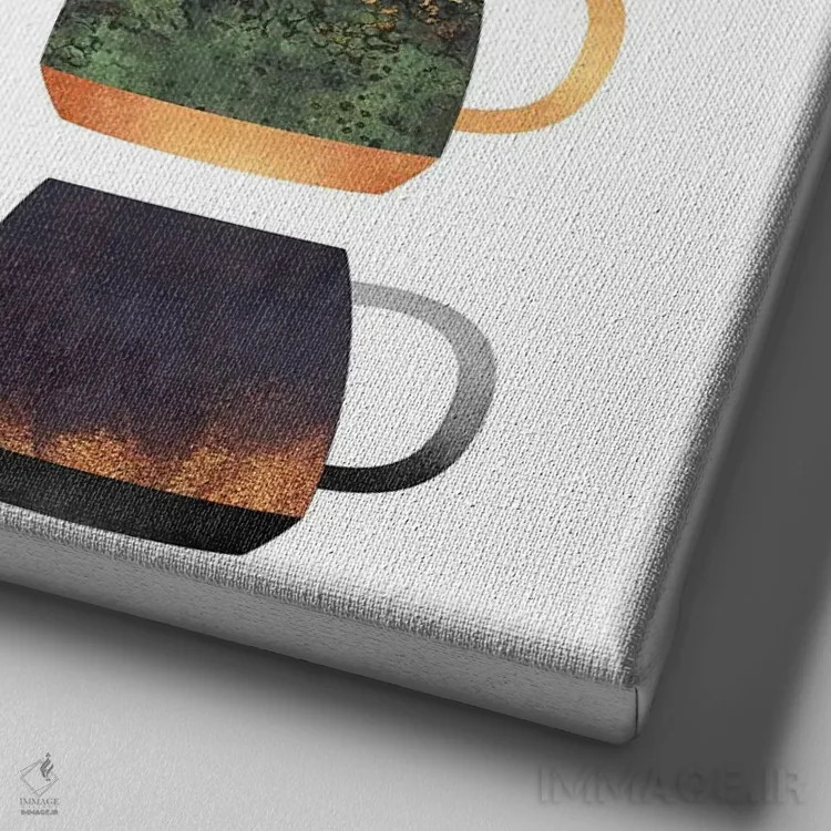 تابلو مجموعه فنجانهای قهوه II اثر الیزابت فردریکسون - نمای نزدیک بافت بوم