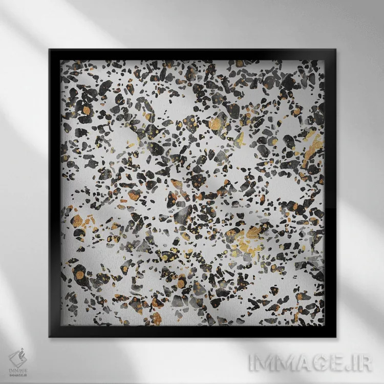 تابلو تراتزوی خال خالی طلایی اثر الیزابت فردریکسون - نمای قابدار مشکی