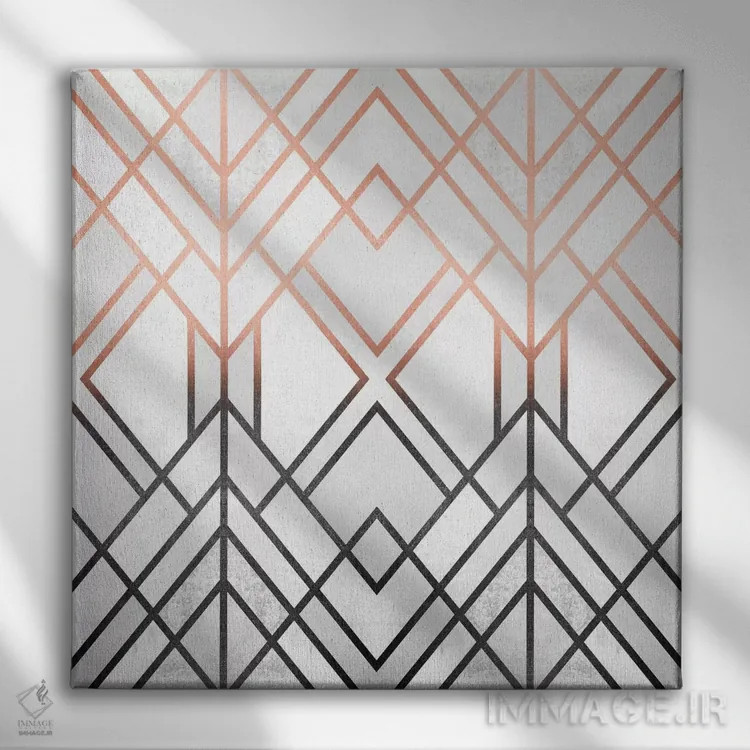 تابلو طرح هندسی گرباورها اثر الیزابت فردریکسون - نمای روبهرو روی دیوار