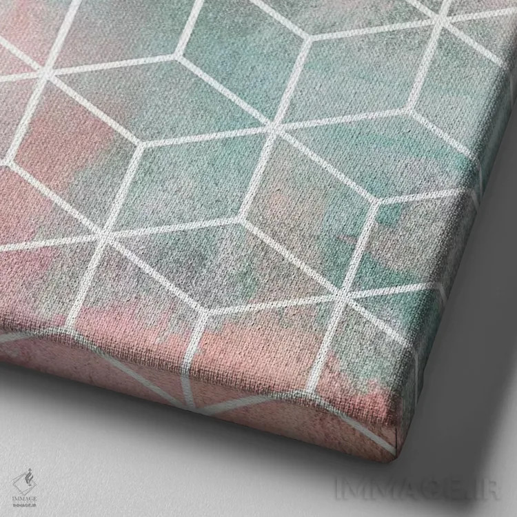 تابلو ابر و مکعبهای رز II اثر الیزابت فردریکسون - نمای نزدیک بافت بوم