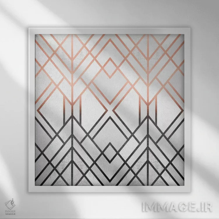 تابلو طرح هندسی گرباورها اثر الیزابت فردریکسون - نمای قابدار سفید