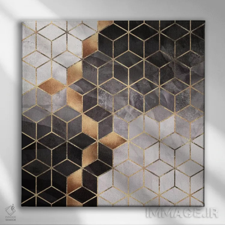 تابلو مکعبهای دودی II اثر الیزابت فردریکسون - نمای روبهرو روی دیوار