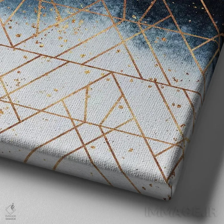 تابلو طرح هندسی آبی زمستانی اثر الیزابت فردریکسون - نمای نزدیک بافت بوم