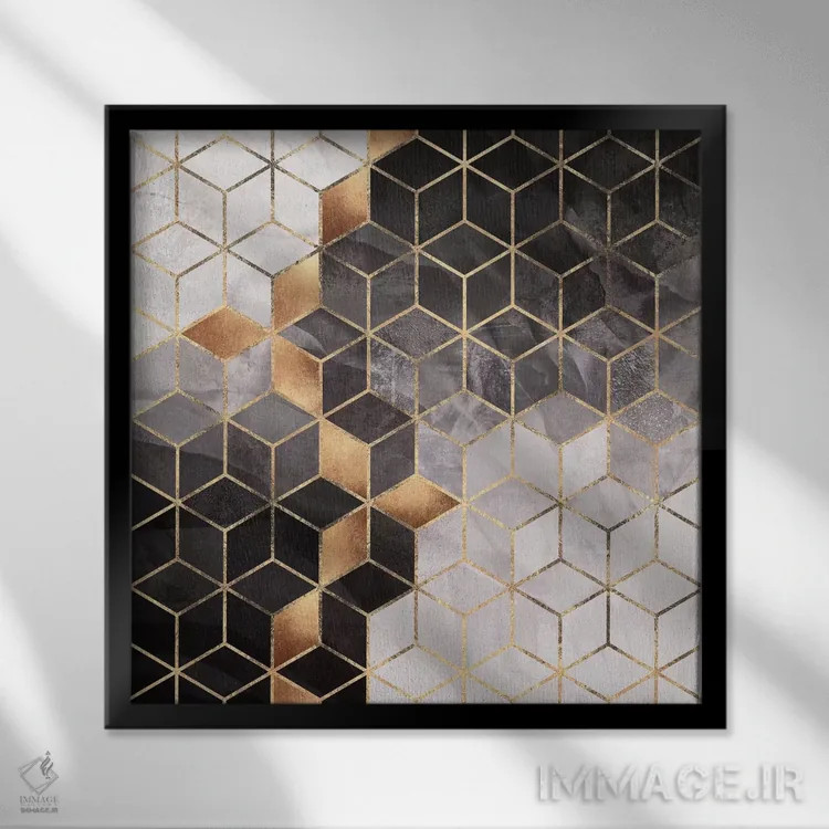 تابلو مکعبهای دودی II اثر الیزابت فردریکسون - نمای قابدار مشکی