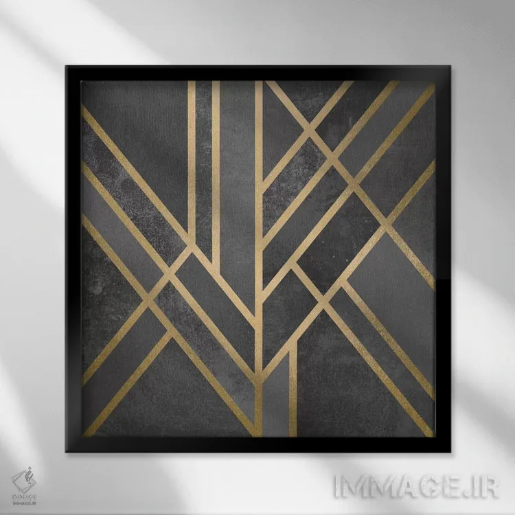 تابلو هندسه آرت دکو I اثر الیزابت فردریکسون - نمای قابدار مشکی