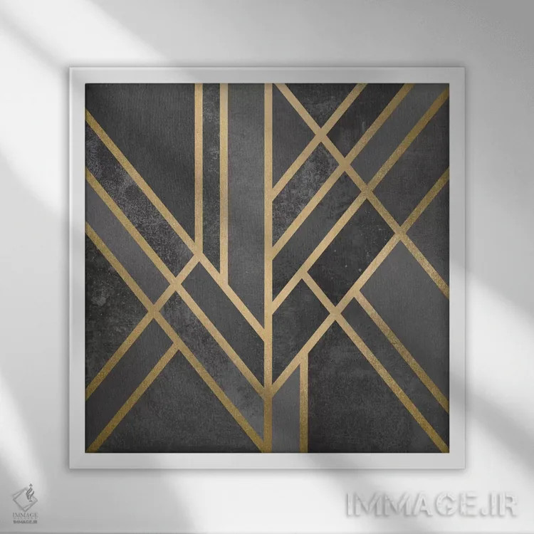 تابلو هندسه آرت دکو I اثر الیزابت فردریکسون - نمای قابدار سفید