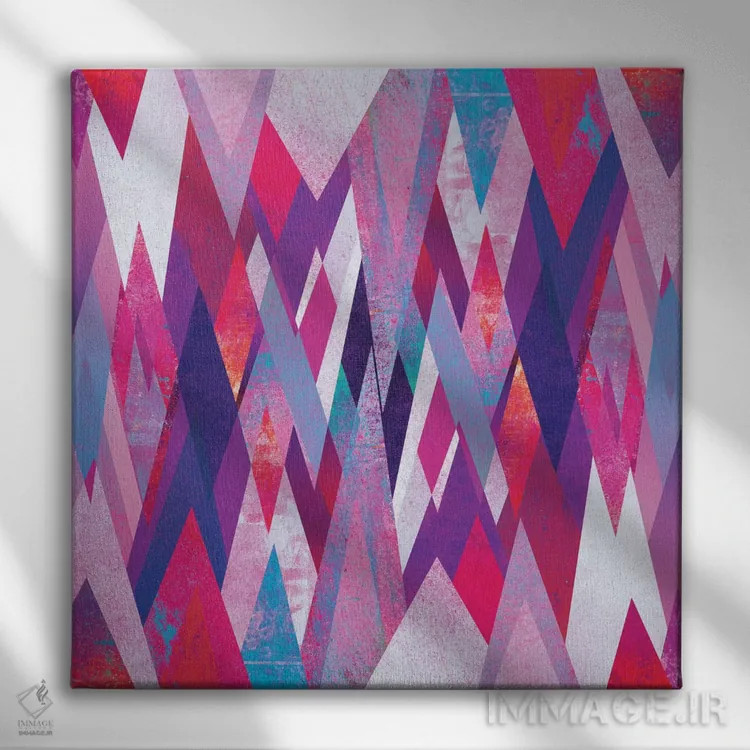 تابلو انتزاع هندسی اثر الیزابت فردریکسون - نمای روبهرو روی دیوار