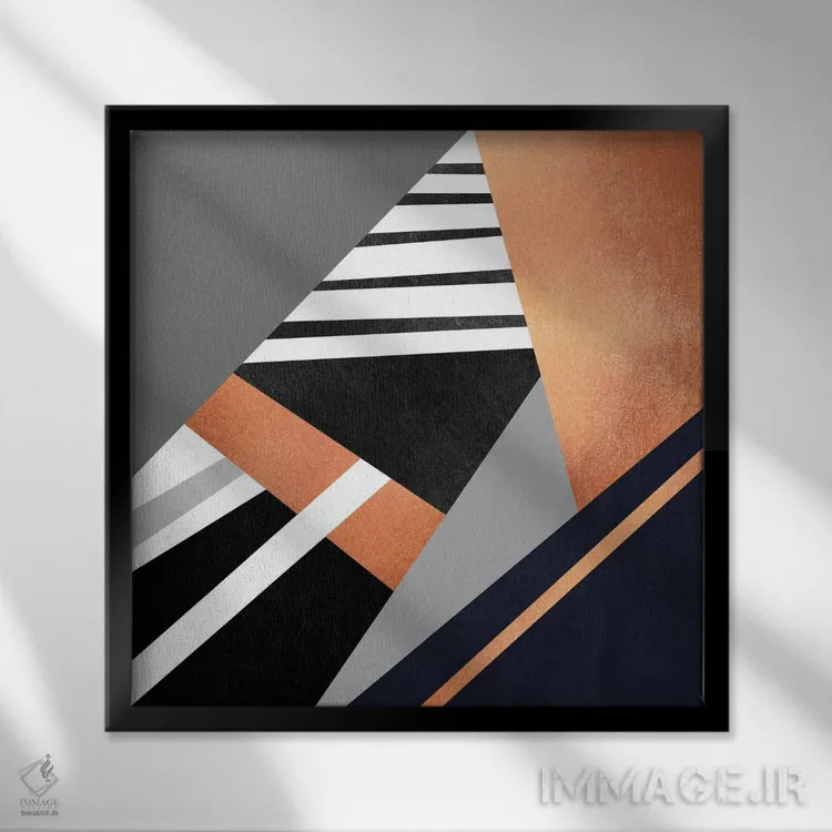 تابلو ترکیب هندسی II اثر الیزابت فردریکسون - نمای قابدار مشکی