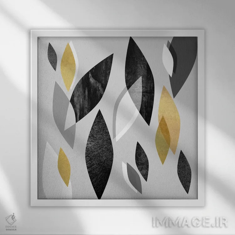 تابلو برگهای در حال سقوط اثر الیزابت فردریکسون - نمای قابدار سفید