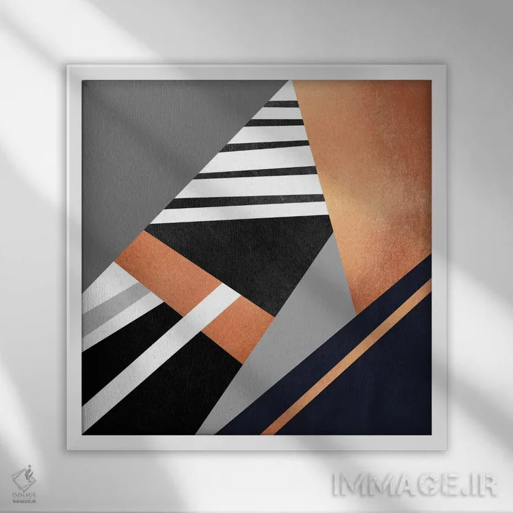 تابلو ترکیب هندسی II اثر الیزابت فردریکسون - نمای قابدار سفید