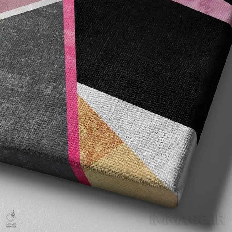 تابلو هندسه صورتی اثر الیزابت فردریکسون - نمای نزدیک بافت بوم