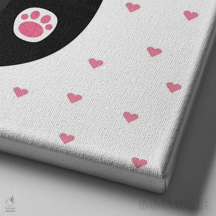 تابلو عشق بچهگربه اثر الیزابت فردریکسون - نمای نزدیک بافت بوم