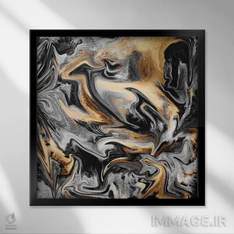 تابلو رگههای طلا اثر الیزابت فردریکسون - نمای قابدار مشکی