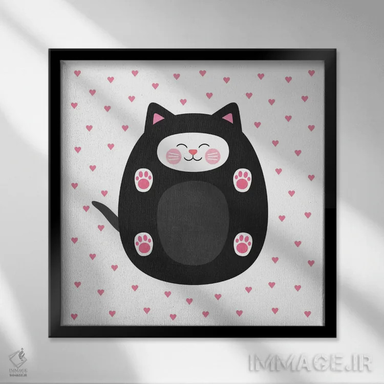 تابلو عشق بچهگربه اثر الیزابت فردریکسون - نمای قابدار مشکی