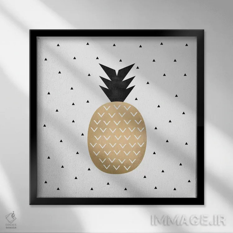 تابلو آناناس طلایی اثر الیزابت فردریکسون - نمای قابدار مشکی