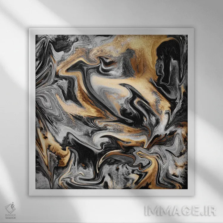 تابلو رگههای طلا اثر الیزابت فردریکسون - نمای قابدار سفید