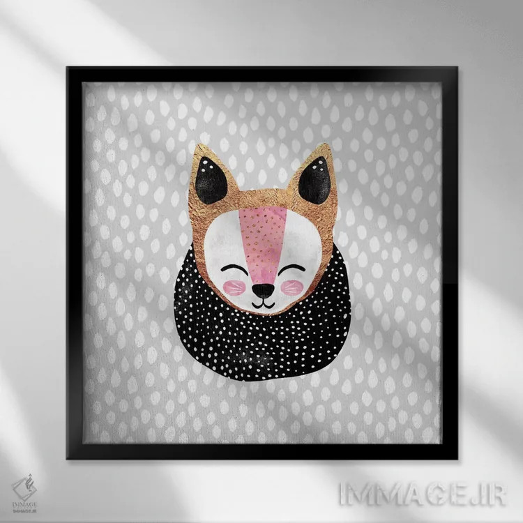 تابلو روباه کوچک قطبی اثر الیزابت فردریکسون - نمای قابدار مشکی
