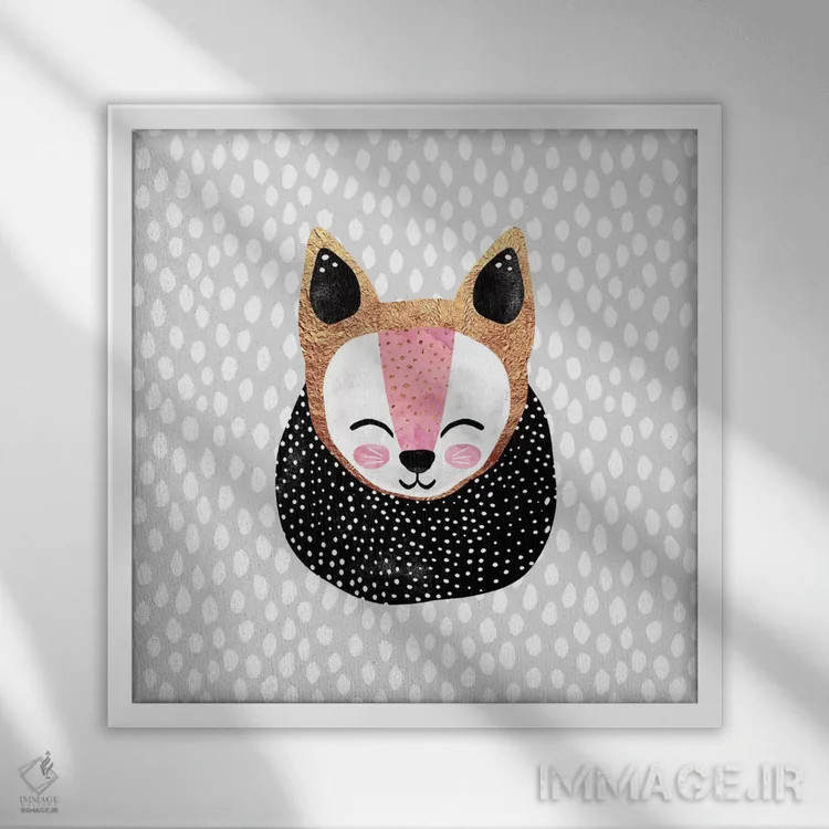 تابلو روباه کوچک قطبی اثر الیزابت فردریکسون - نمای قابدار سفید