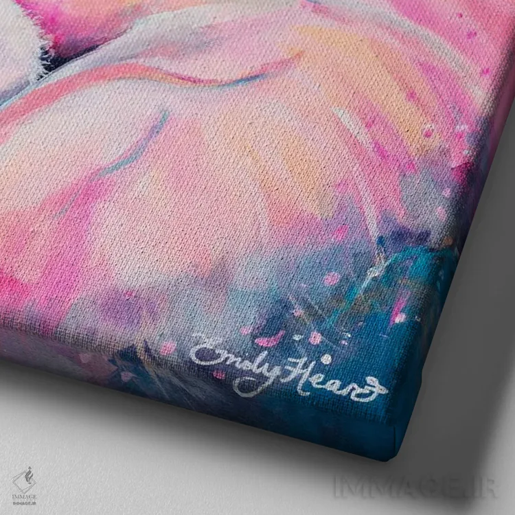 تابلو بازپسگیری رنگ صورتیات اثر امیلی لوئیز هرد - نمای نزدیک بافت بوم