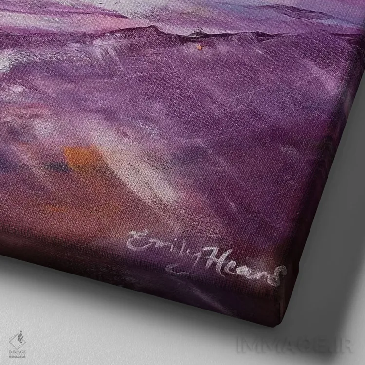 تابلو اقیانوس بنفش اثر امیلی لوئیز هرد - نمای نزدیک بافت بوم